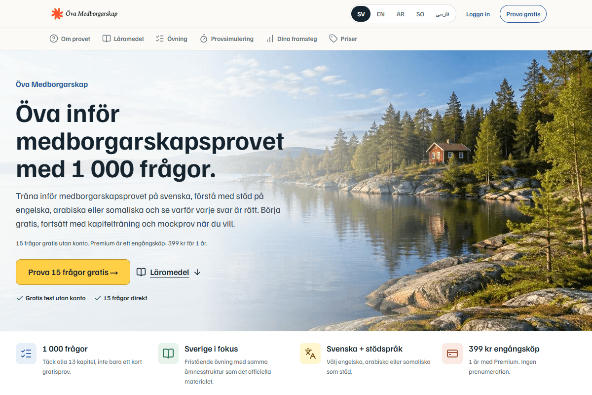 Projektbild av Öva Medborgarskaps webbplats